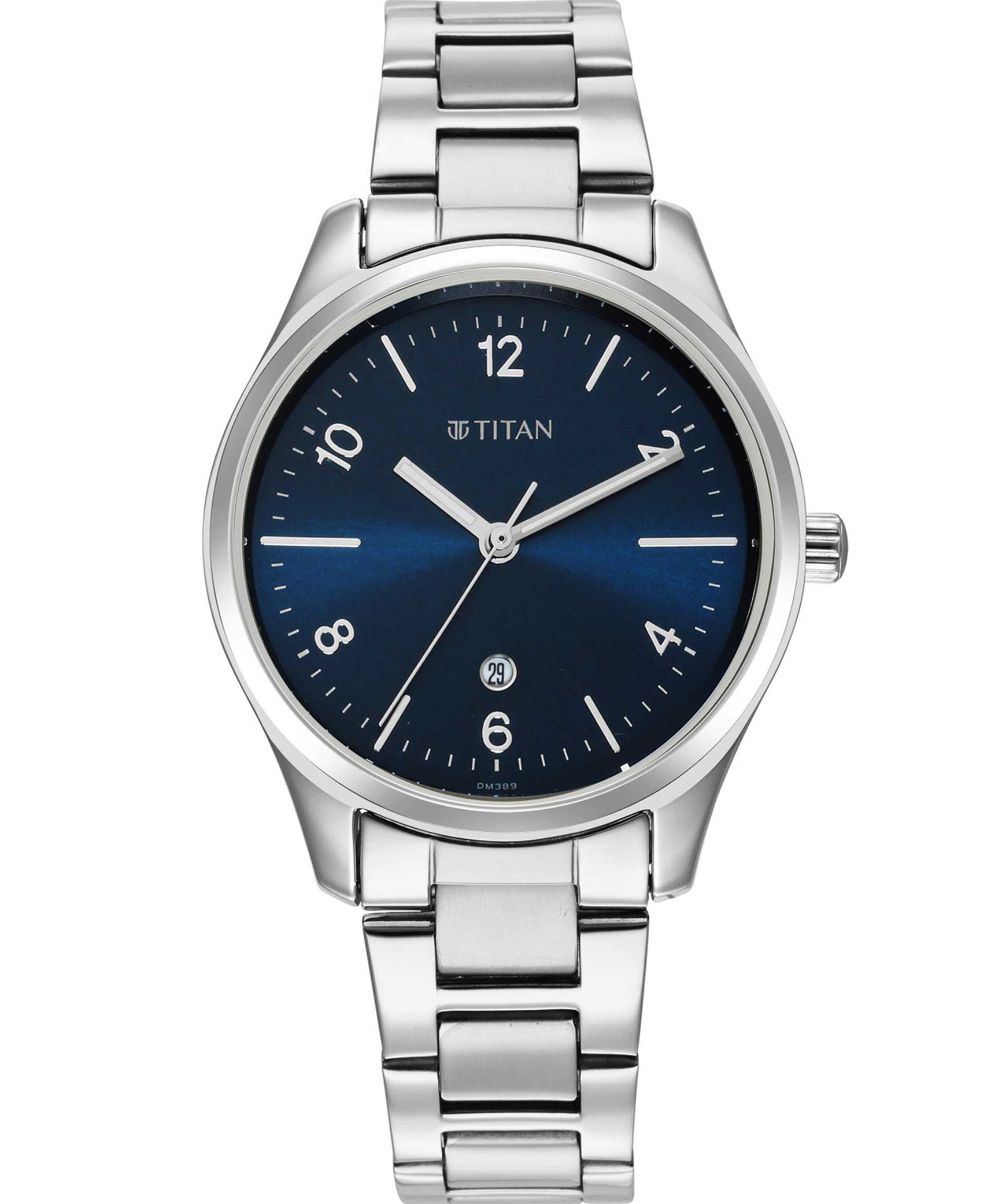 Titan Women's Watch Blue Dial Silver Stainless Steel Strap Watch, 2639SM07