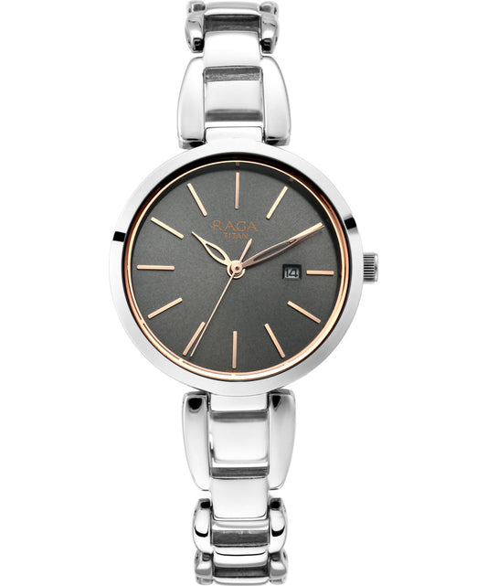 Titan, Women, Analog, Watch, Gun Dial, Stainless steel Strap, 2642SM01
