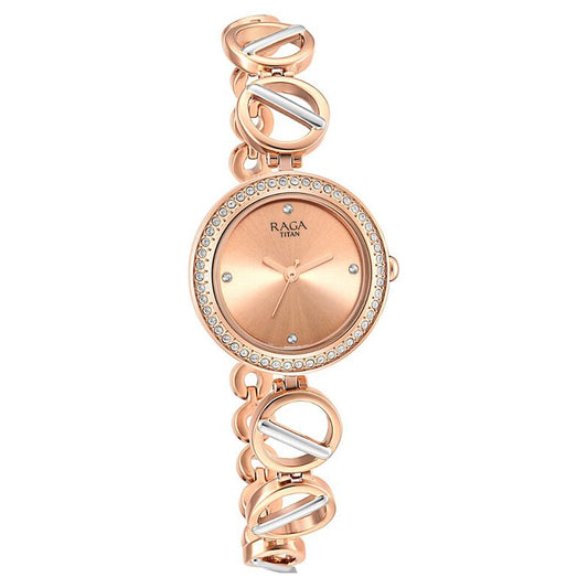 Titan, Women, Analog, Watch, Gold Dial, Stainless steel Strap, 2643KM01