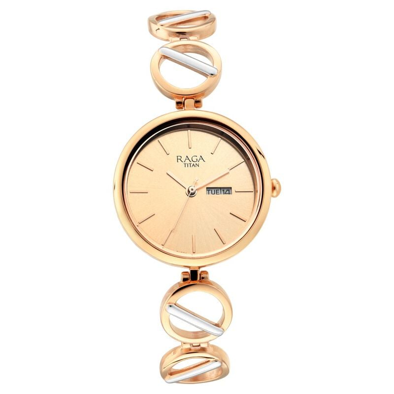 Titan Raga Viva Analog Women's Watch, Rose Gold With Metal Strap, 2644KM02