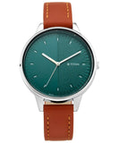 Titan Women's Watch Green Dial Tan Leather Strap Watch, 2648SL01