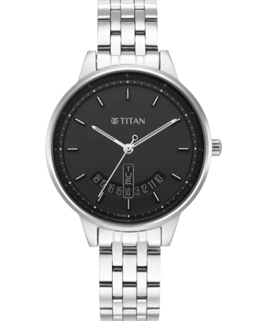 Titan, Women, Analog, Watch, Black Dial, Stainless steel Strap, 2648SM03