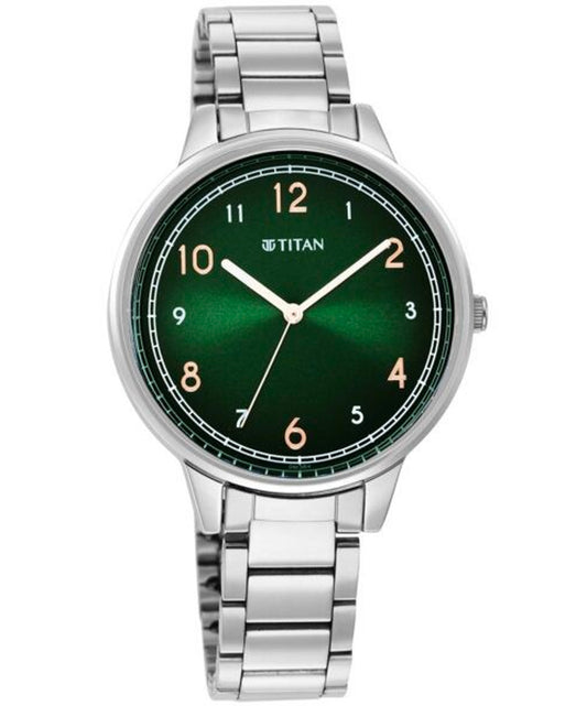 Titan, Women, Analog, Watch, Green Dial, Stainless steel Strap, 2648SM05