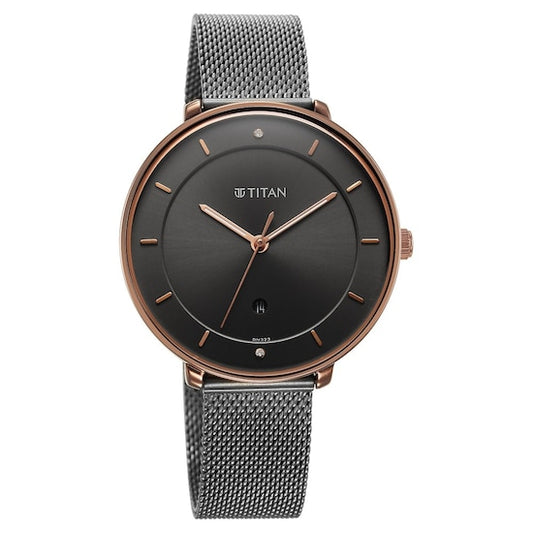 Titan, Women, Analog, Watch, Black Dial, Stainless steel Strap, 2651KM01