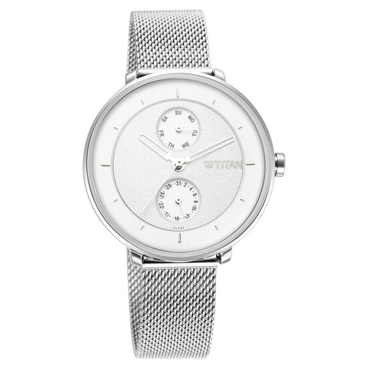 Titan, Women, Analog, Watch, White Dial, Stainless steel Strap, 2651SM03