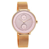 Titan Women's Watch Pink Dial Rose Gold Stainless Steel Strap Watch, 2651WM04