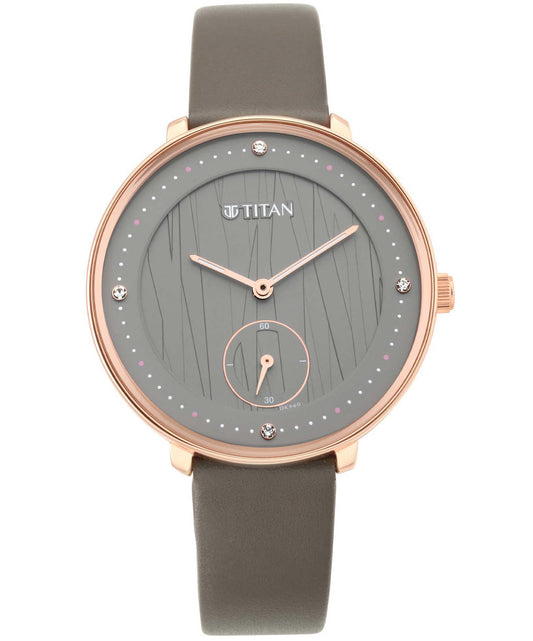 Titan, Women, Analog, Watch, Grey Dial, Leather Strap, 2651WL01