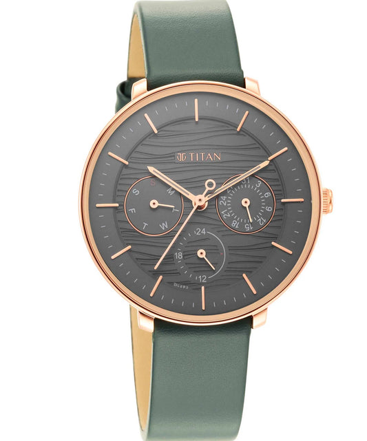Titan, Women, Analog, Watch, Black Dial, Leather Strap, 2651WL02