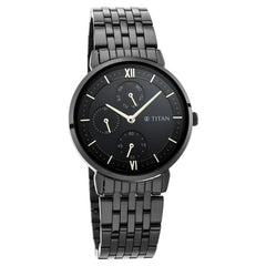 Titan Women's Watch Black Dial Black Stainless Steel Strap Watch, 2652NM01
