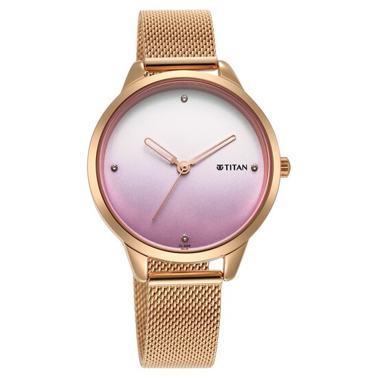 Titan Pastel Dreams Analog Women's Watch, Purple Dial Rose Gold Metal Strap, 2664WM03