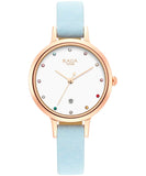 Titan Women's Watch Raga White Dial Blue Leather Strap Watch, 2666WL02