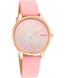 Titan Women's Watch Pink Dial Pink Leather Strap Watch, 2670WL02