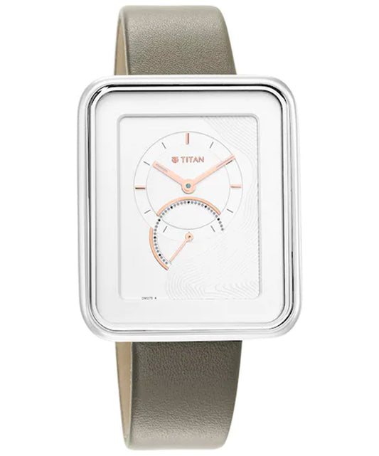 Titan, Women, Analog, Watch, White Dial, Leather Strap, 2676SL01