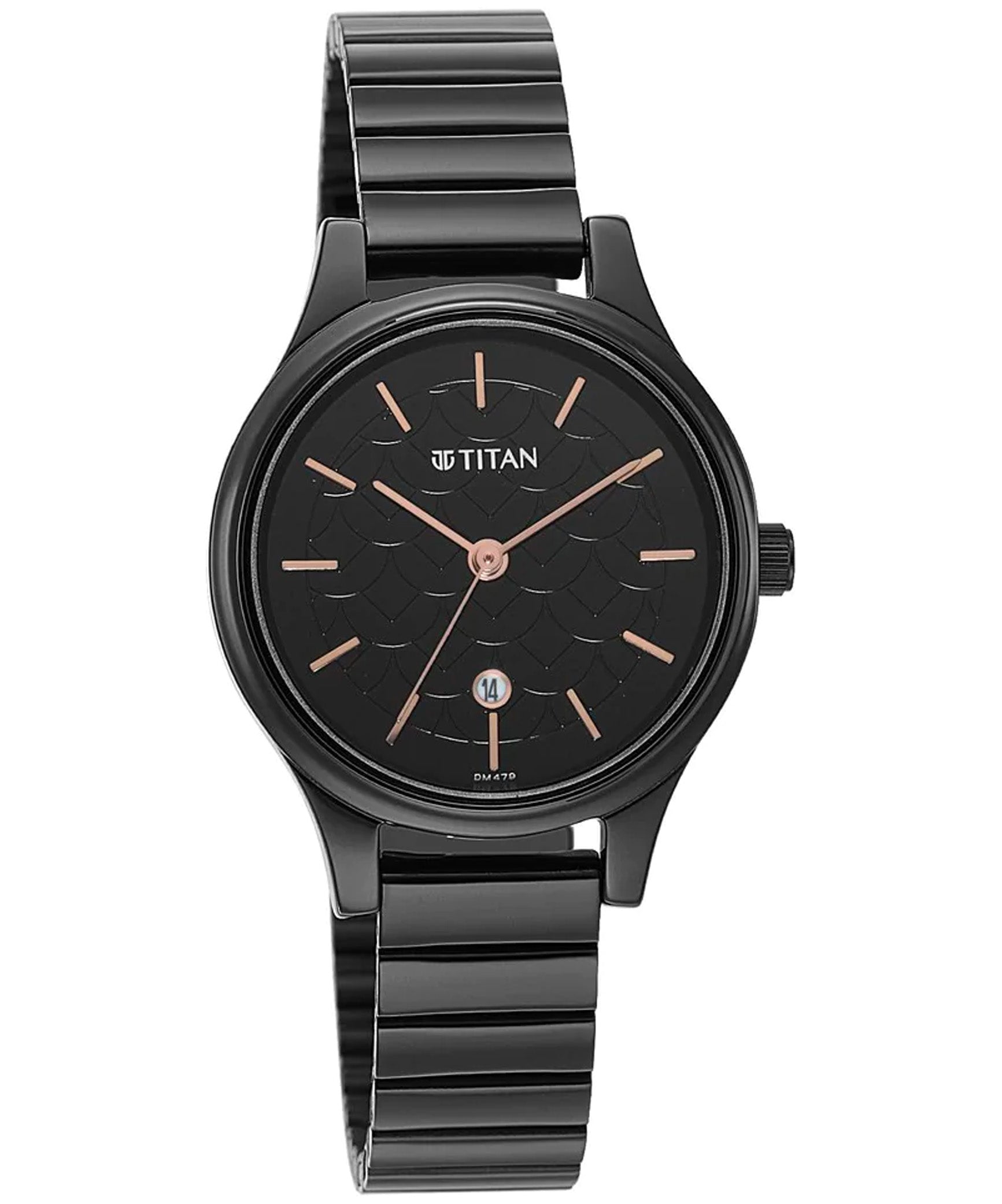 Titan Women's Watch Black Dial Black Stainless Steel Strap Watch, 2679NM01