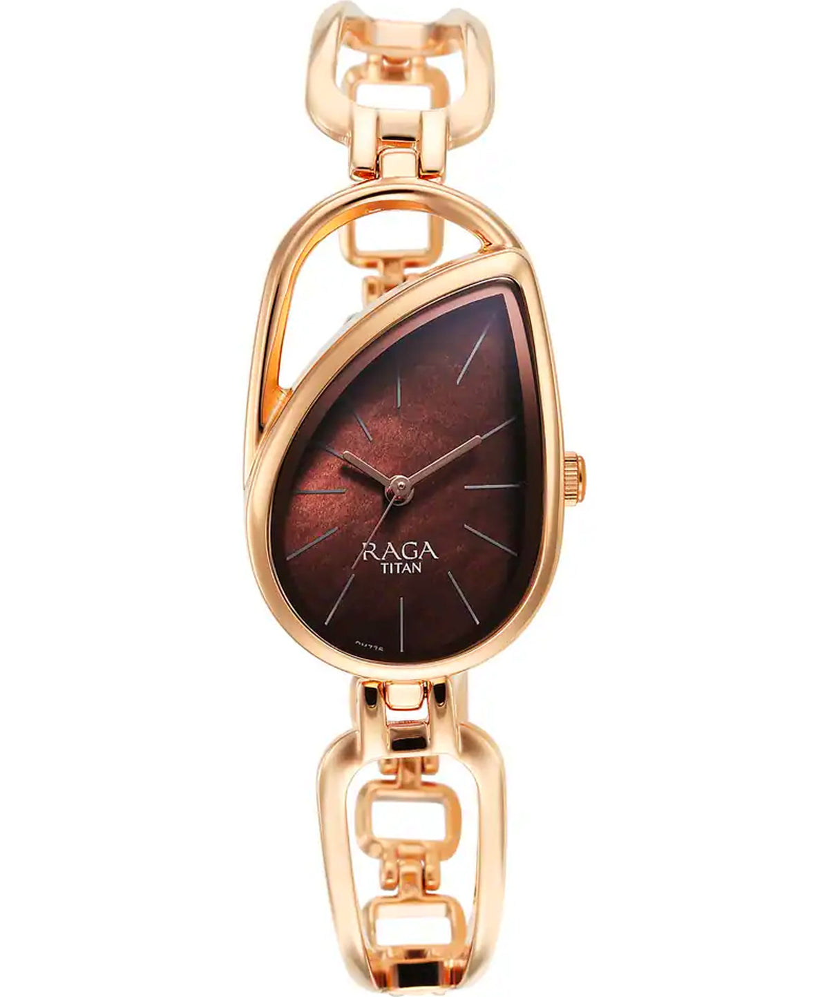 Titan Women's Watch Raga Chic Collection, Brown Dial Rose Gold Metal Strap, 2688WM01