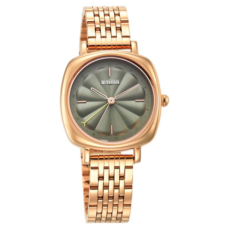 Titan Neo Analog Women's Watch, Green Dial Stainless Steel Strap, 2689WM01