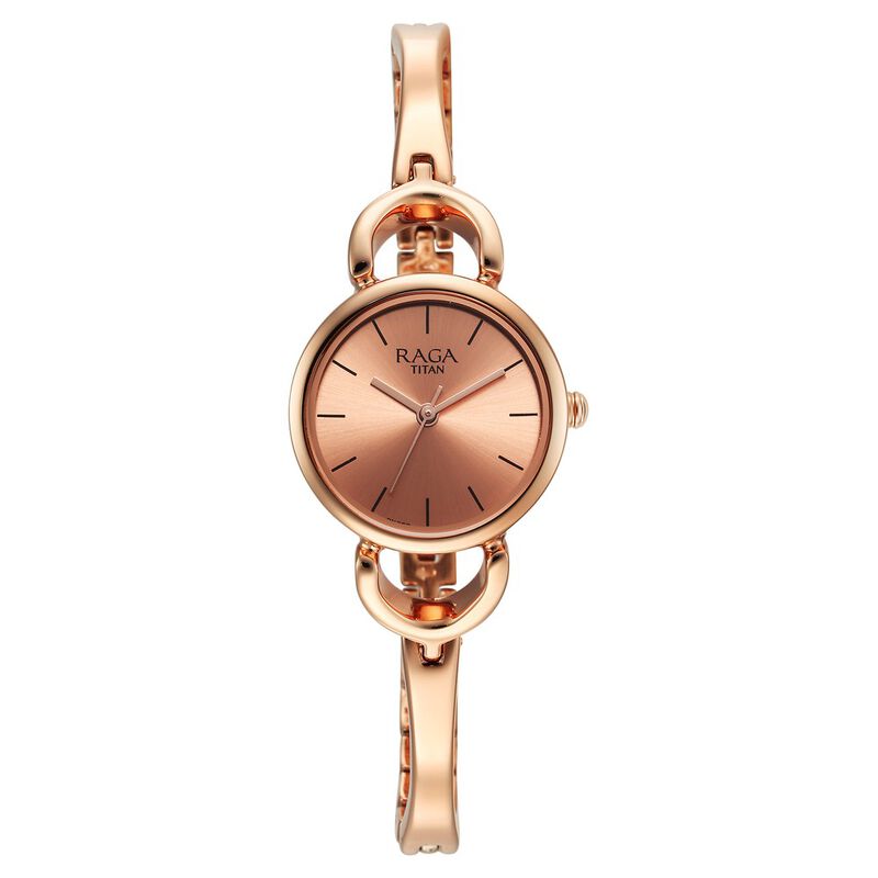 Titan Raga Analog Women's Watch, Rose Gold Dial with Metal Strap, 2724WM01