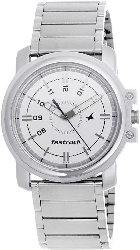 Fastrack Quartz Analog Men's Watch White Dial Stainless Steel Strap, 3039SM01