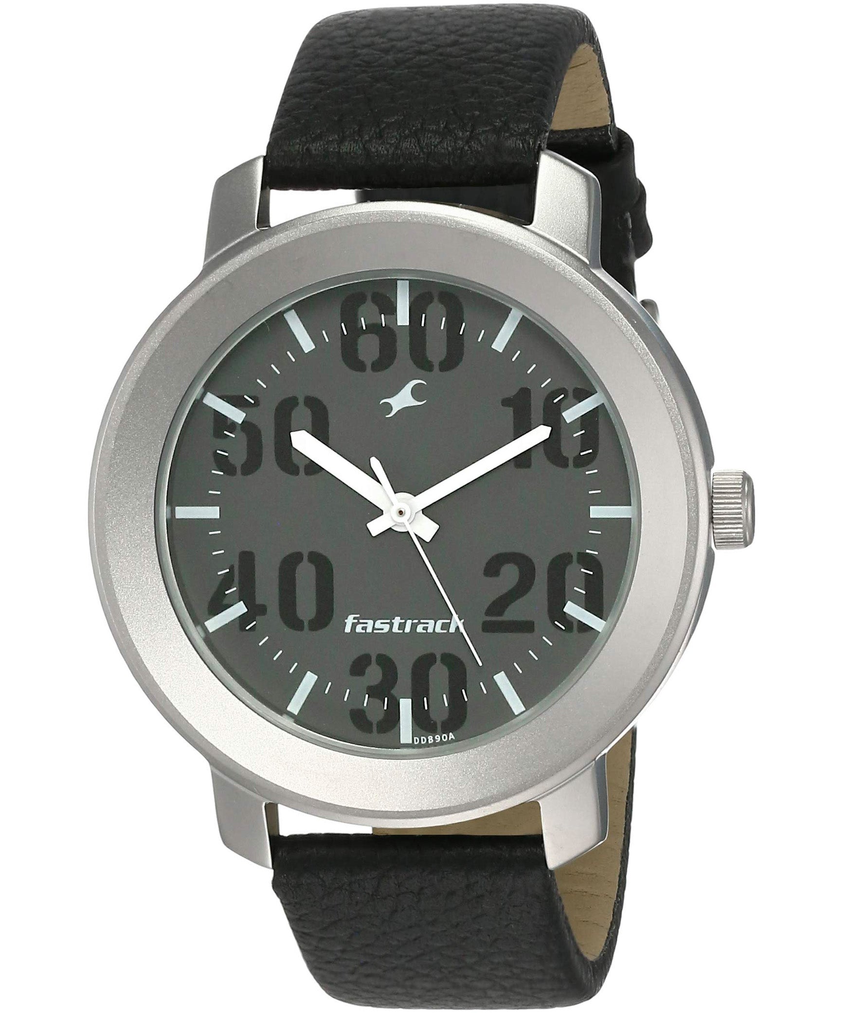 Fastrack Quartz Analog Men's Watch, Grey Dial Leather Strap, 3121SL02