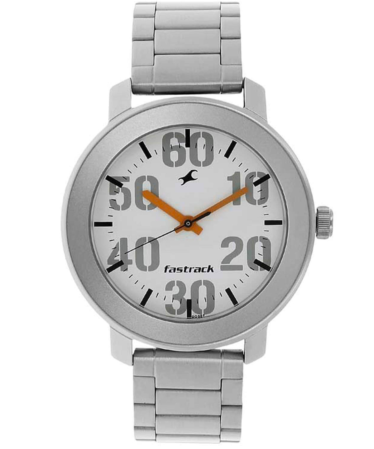 Fastrack Quartz Analog Men's Watch, White Dial Stainless Steel Strap, 3121SM01