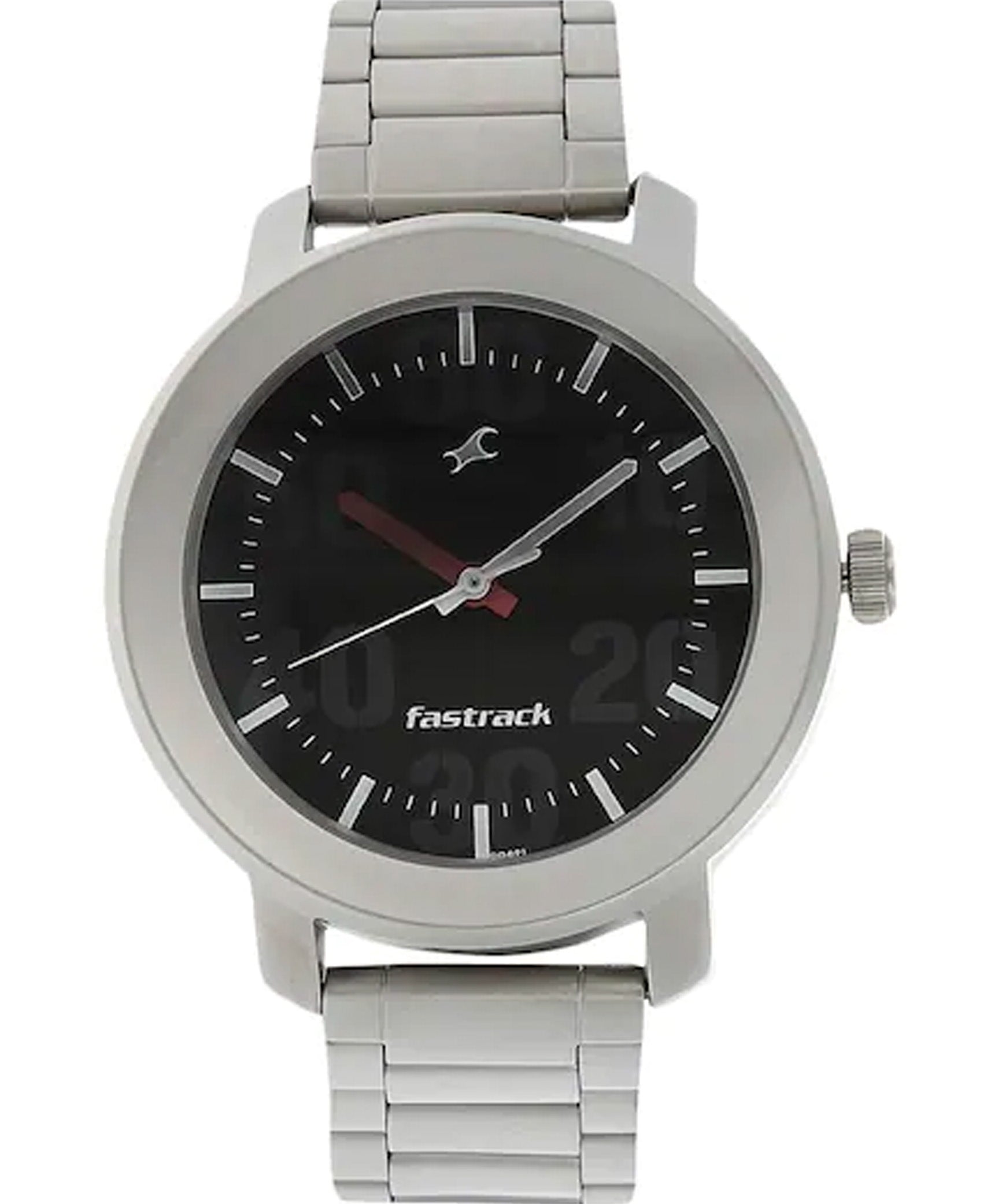 Fastrack Quartz Analog Men's Watch, Black Dial Stainless Steel Strap, 3121SM02