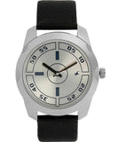 Fastrack Quartz Analog Silver Dial Leather Strap Watch, 3123SL01