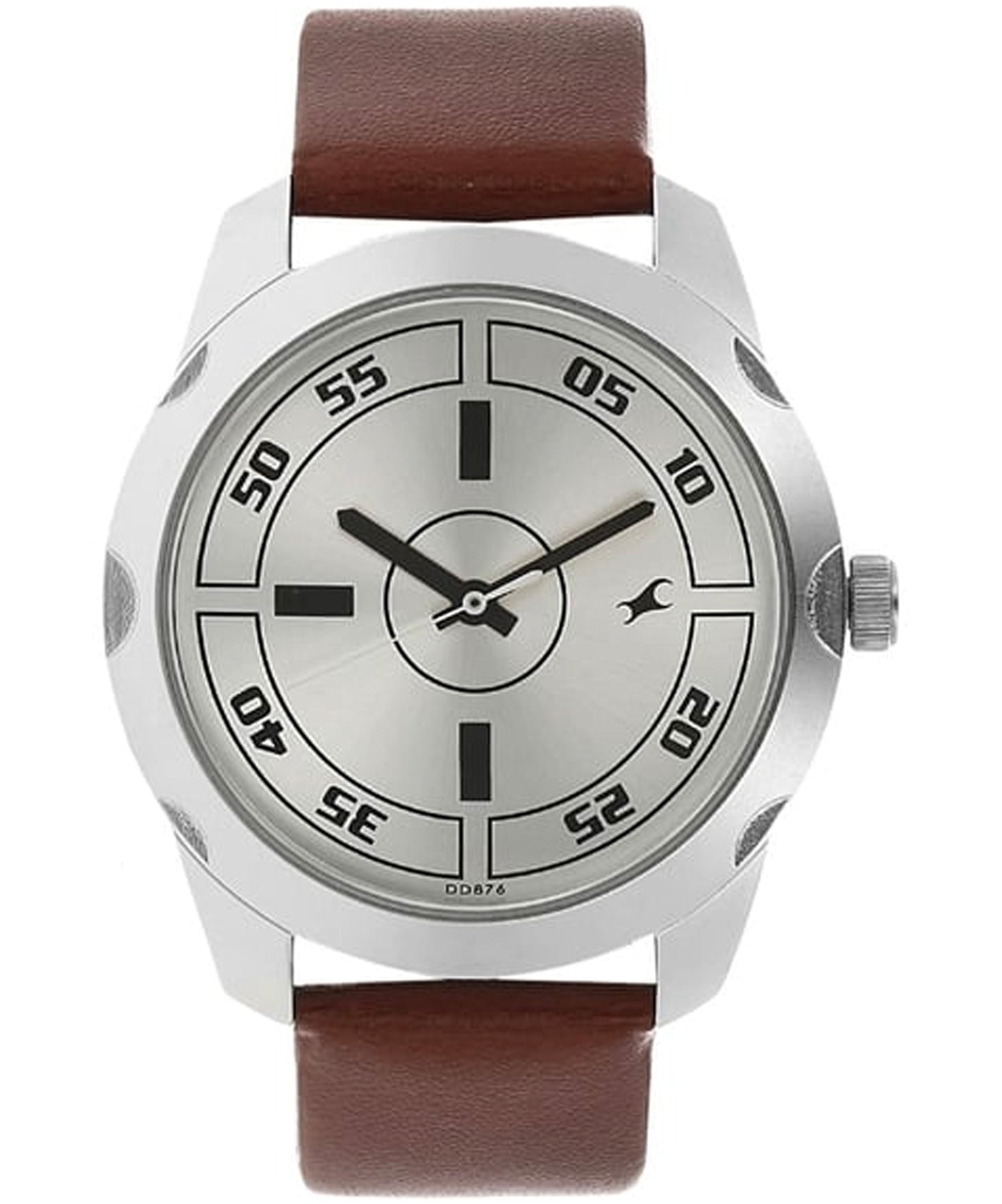 Fastrack Quartz Analog Men's Watch, Silver Dial Leather Strap, 3123SL02