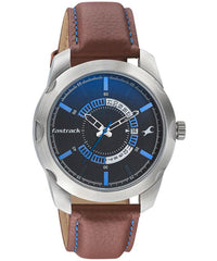 Fastrack All Nighters Quartz Analog Men's Watch, Black Dial Leather Strap, 3123SL04