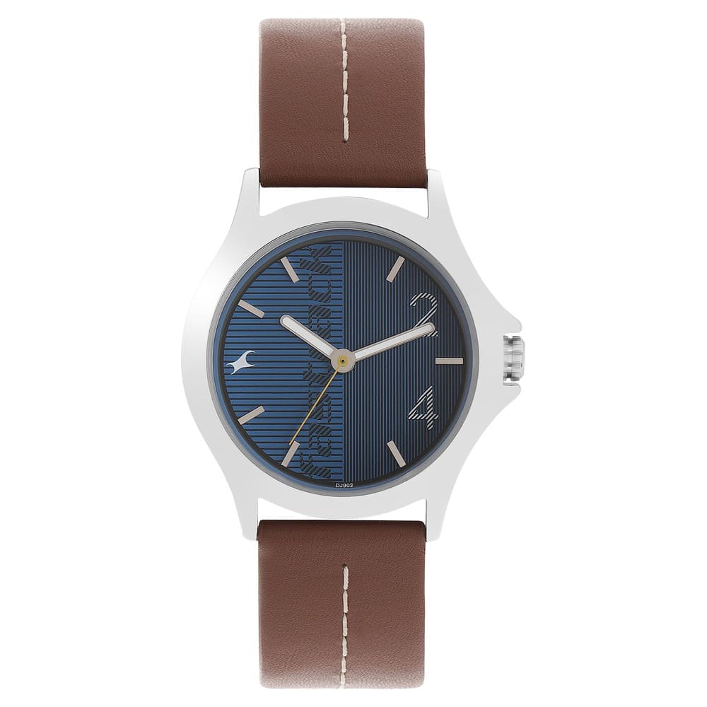 Fastrack Quartz Analog Men's Watch Blue Dial Leather Strap, 3220SL01