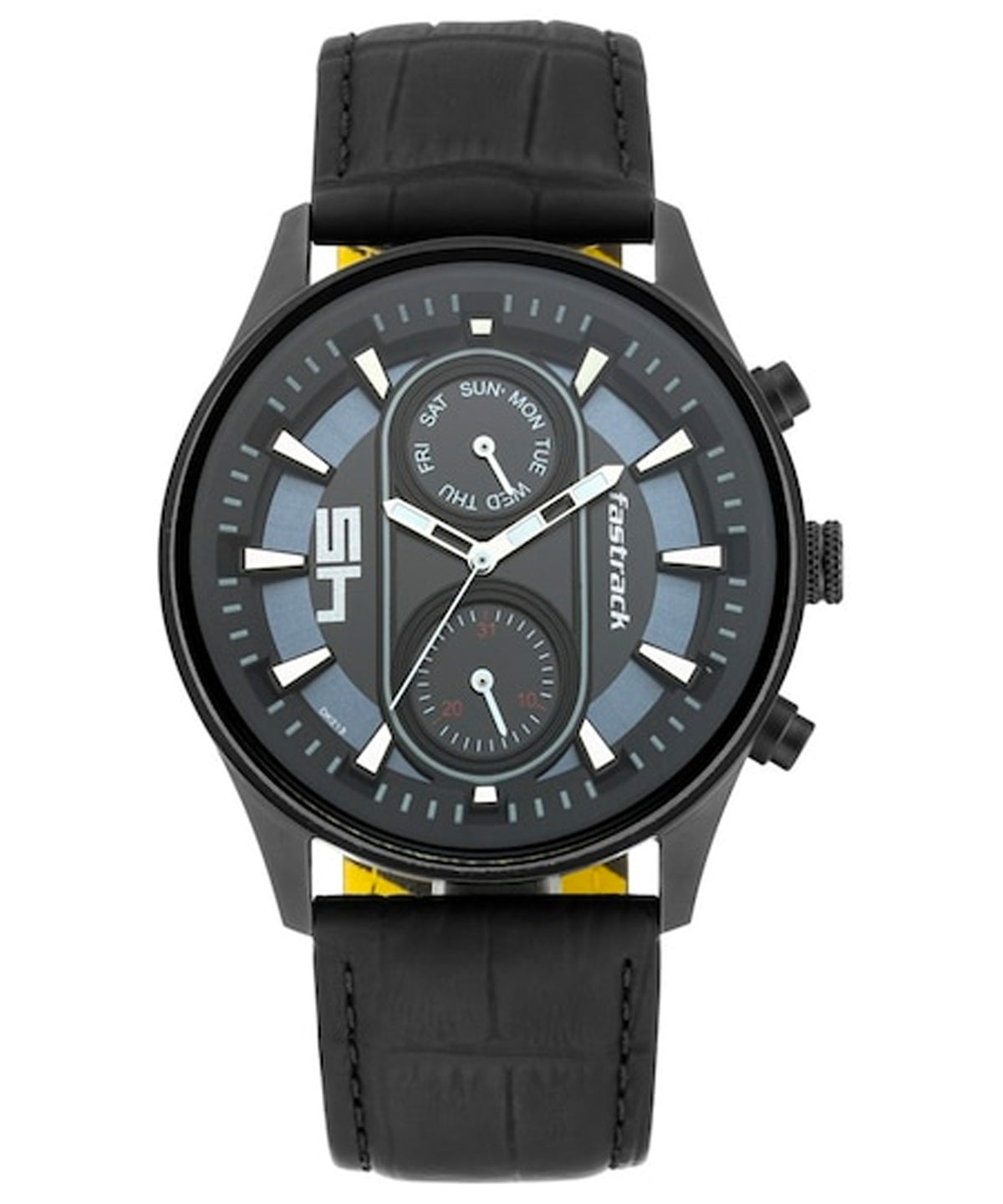 Fastrack Men's FastFit Collection Analog Watch, Black Dial & Black Leather Strap, 3224NL01,