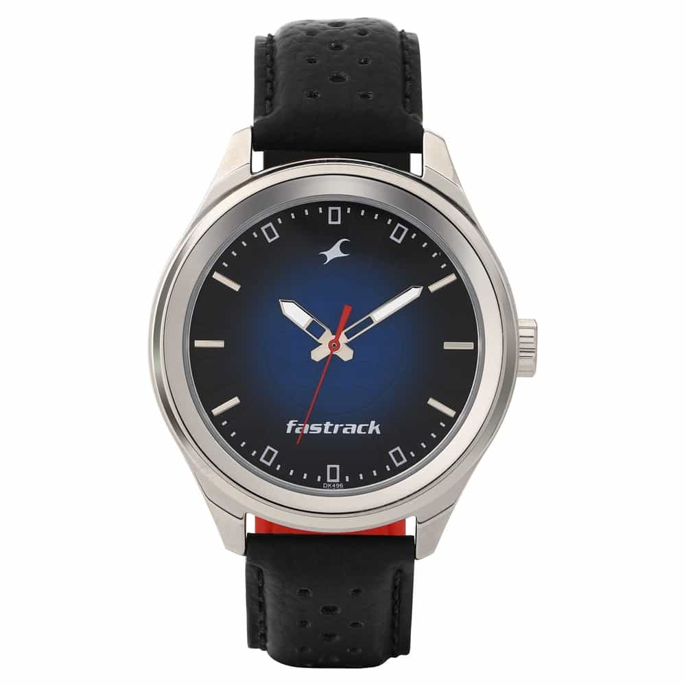 Fastrack Sunburn Quartz Analog Men's Watch, Blue Dial Leather Strap, 3234SL01