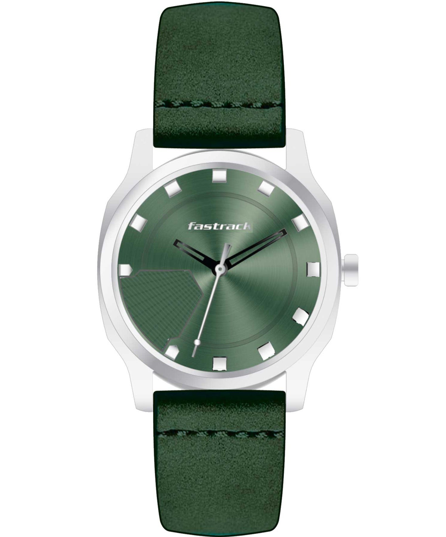 Fastrack, Men's Watch Stunners Collection, Green Dial Green Leather Strap, 3255SL02