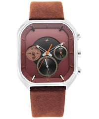 Fastrack Men's After Dark Collection Analog Watch, Brown Dial & Brown Leather Strap, 3270SL01