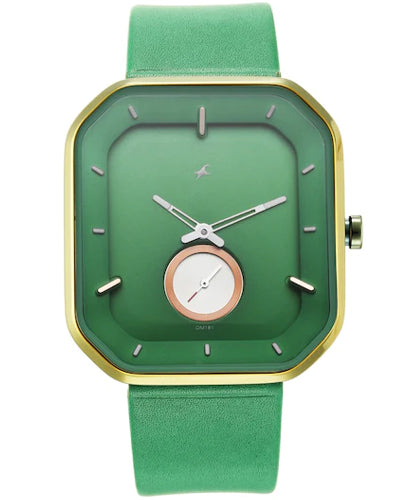 Fastrack After Dark Quartz Analog Men's Watch, Green Dial Leather Strap, 3272QL01