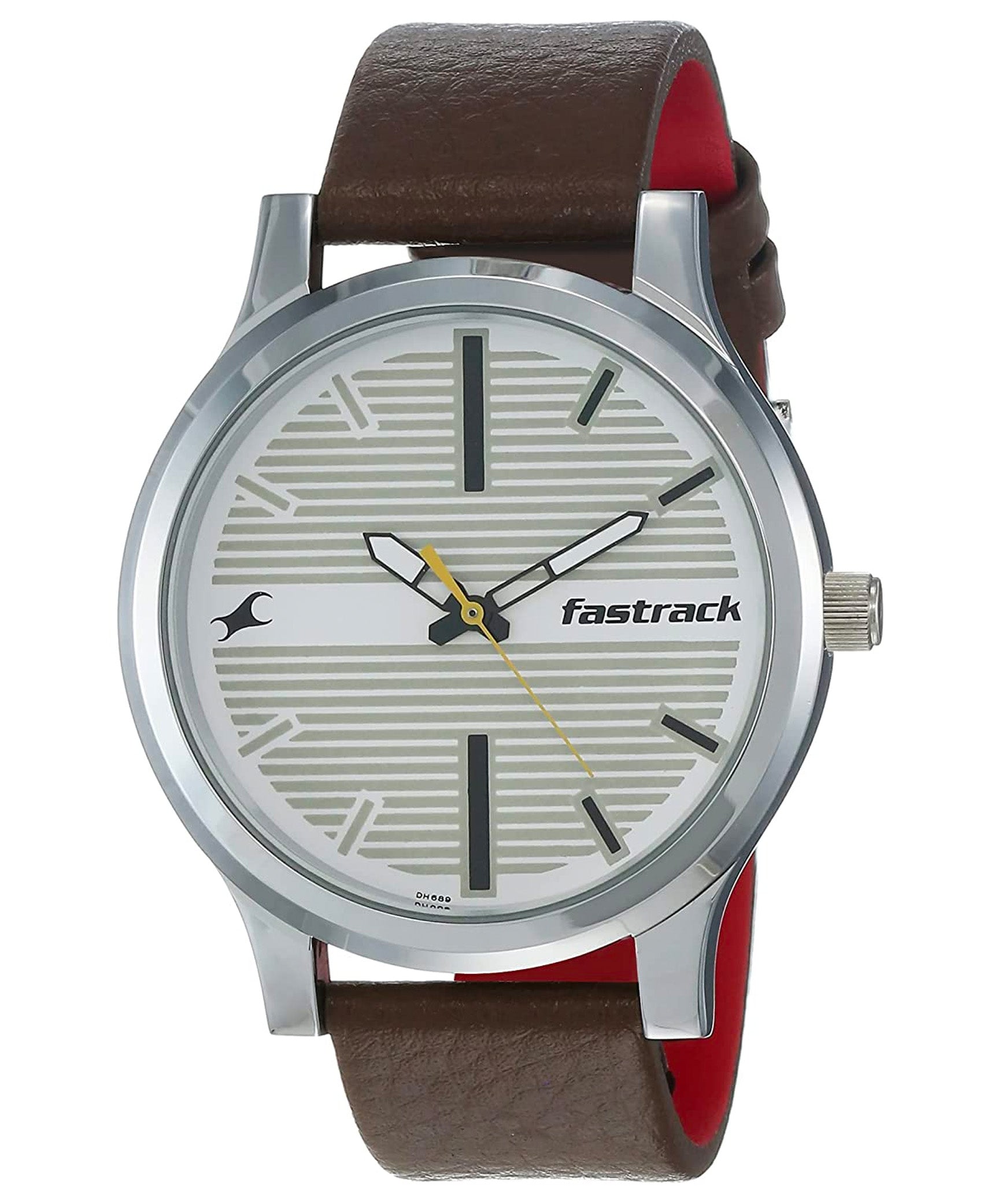 Fastrack Men's Fundamentals Collection Analog Watch, White Dial & Brown Leather Strap, 38051SL01