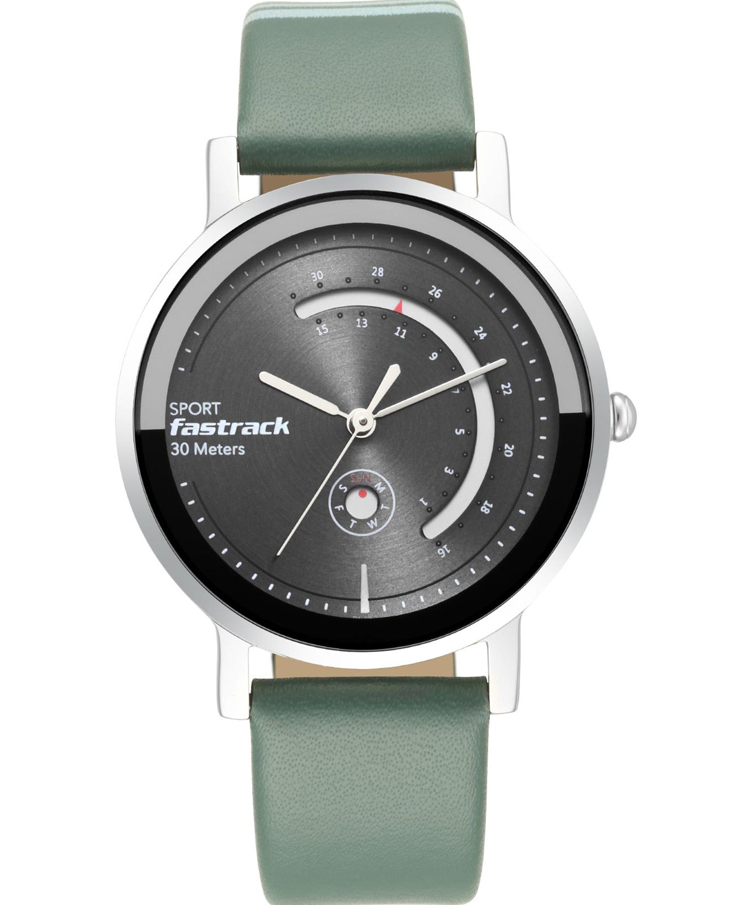 Fastrack Women's Watch Wear Your Look Collection, Grey Dial Green Leather Strap, 6172SL04