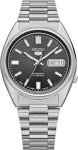 Seiko Men's Mechanical Watch Analog, Grey Dial Silver Stainless Band, SNXS79J