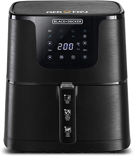 Black+Decker 4.3 Litres Air Fryer, Rapid Air Convection, 80–200°C Adjustable Temperature AF700-B5 Air Fryer BL-AF700-B5