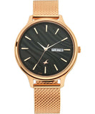 Fastrack, Women's Watch Ruffles Collection, Black Dial Rose Gold Metal Mesh Strap, 6207WM01