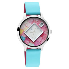 Fastrack Fit Outs Quartz Analog Women's Watch With Date, Multicoloured Dial Leather Strap, 6210SL01