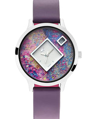 Fastrack Fits Out Collection Women's Analog Watch, Multicolor Dial & Purple Leather Strap, 6210SL02