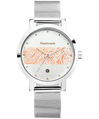 Fastrack Women's Analog Watch, Bicolor Dial & Silver Stainless Steel Strap, 6222SM03