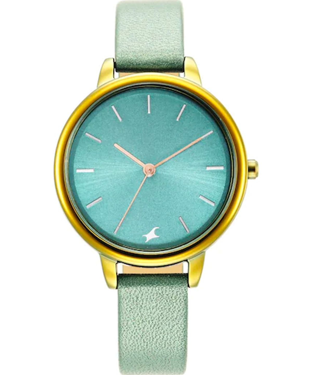 Fastrack Women's Analog Watch, Blue Dial & Green Leather Strap, 6234QL02