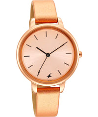 Fastrack Women's Analog Watch, Rose Gold Dial & Rose Gold Leather Strap, 6234WL01