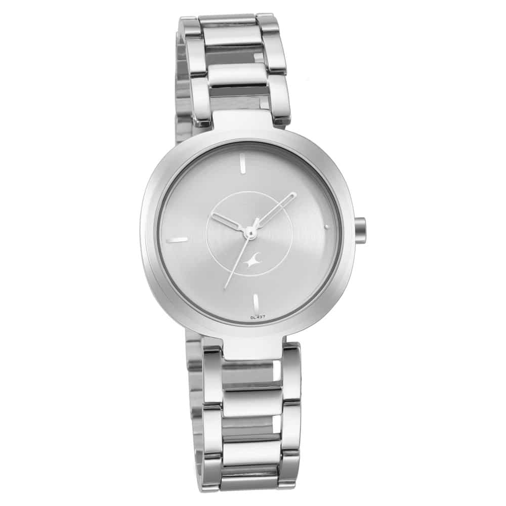 Fastrack Stunners Quartz Analog Women's Watch, Silver Dial Metal Strap, 6247SM01