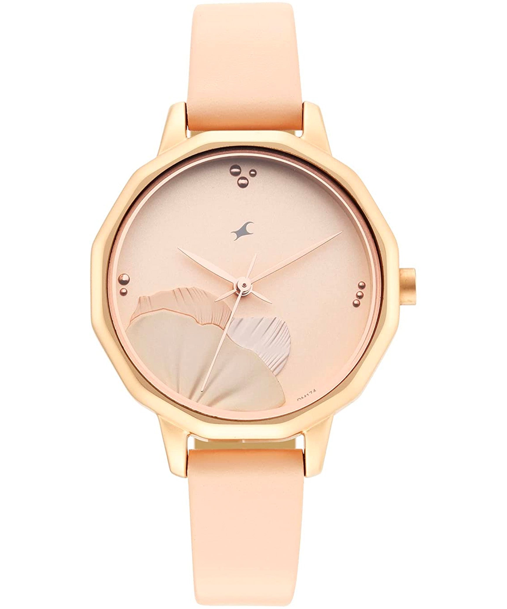 Fastrack Uptown Retreat Collection Women's Analog Watch, Rose Gold Dial & Beige Leather Strap, 6259WL01