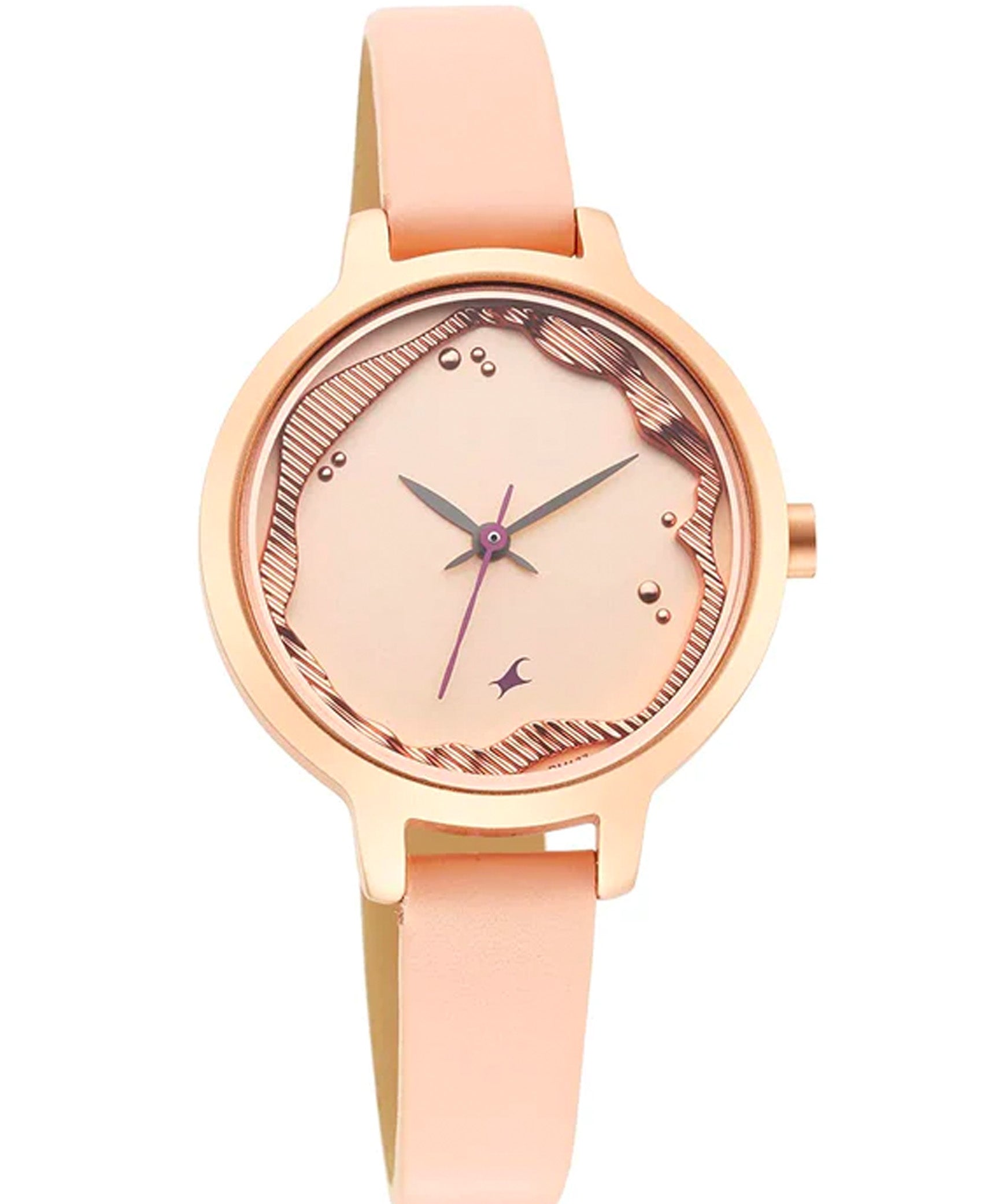 Fastrack Uptown Retreat Collection Women's Analog Watch, Rose Gold Dial & Beige Leather Strap, 6260WL02