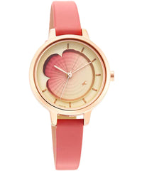 Fastrack Uptown Retreat Collection Women's Analog Watch, Multicolor Dial & Pink Leather Strap, 6264WL01