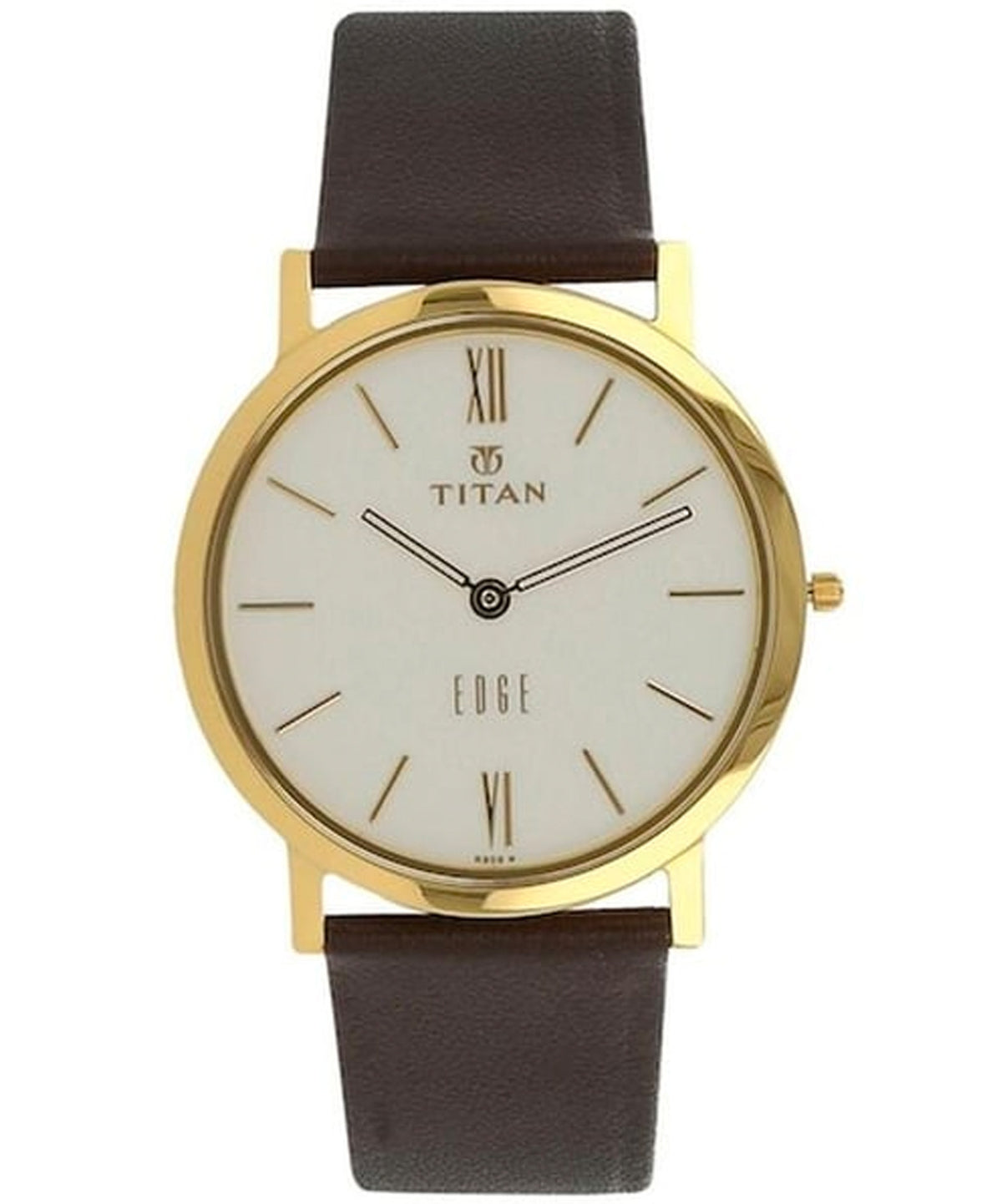 Titan Men's Watch Edge White Dial Brown Leather Strap Watch, 679YL01