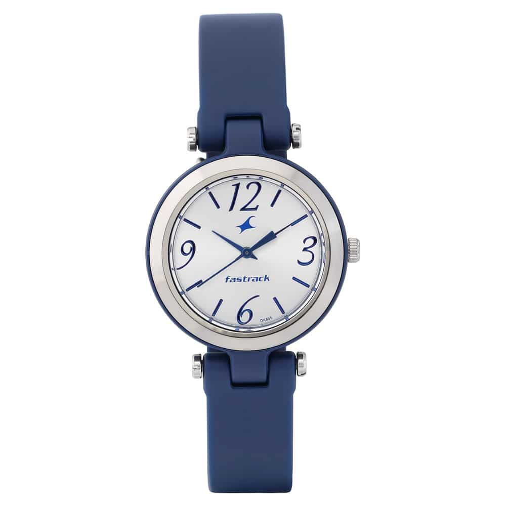 Fastrack Women's Analog Watch, White Dial Blue Silicone Strap, 68015PP04